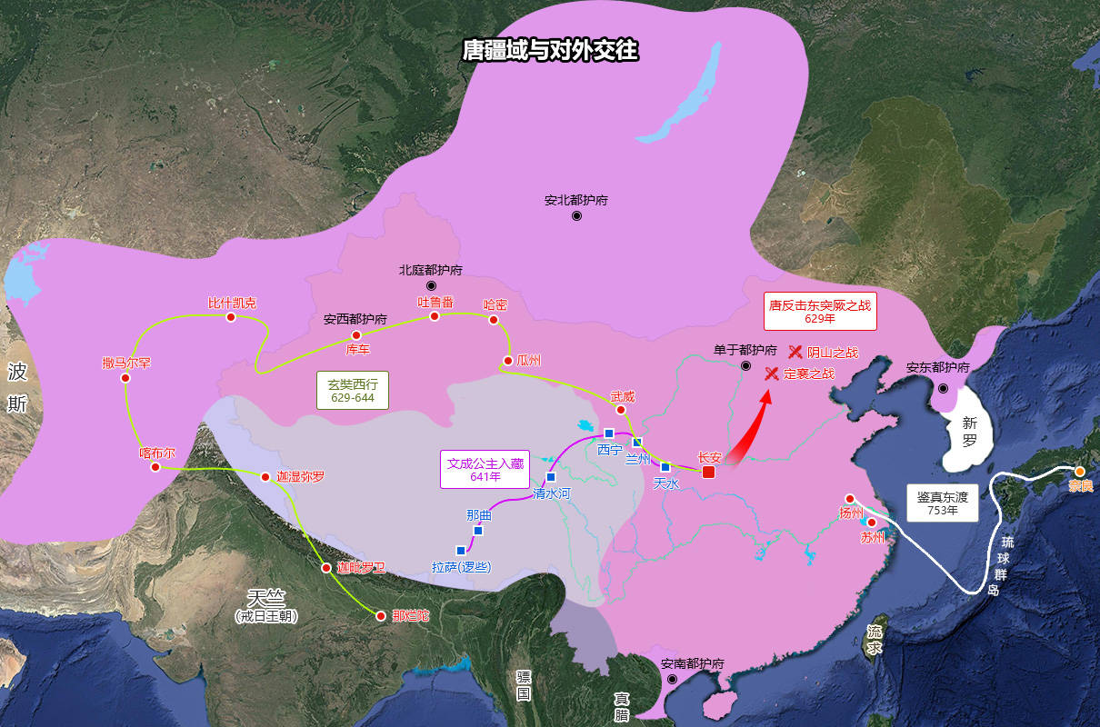 唐疆域与对外交往图